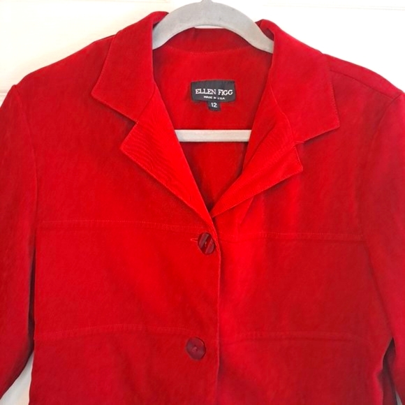 Ellen Figg Red Button Down Jacket Size 12 - Picture 3 of 6